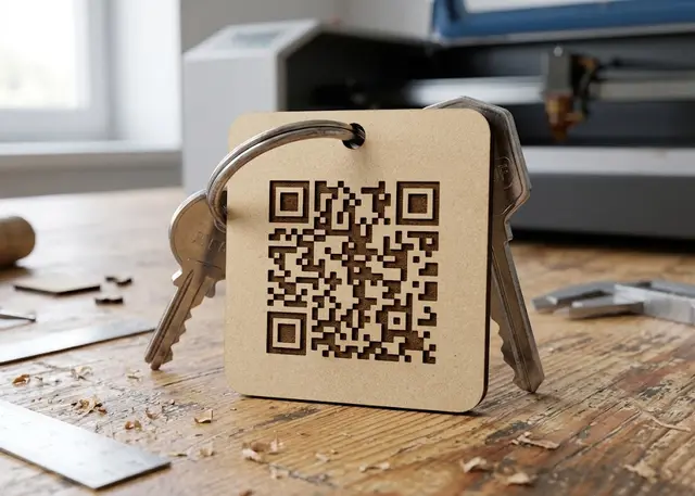 Cómo queda: Llavero con QR